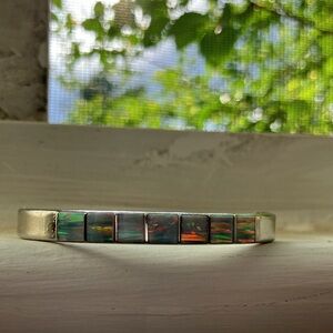 Sterling silver fire opal bracelet 925
